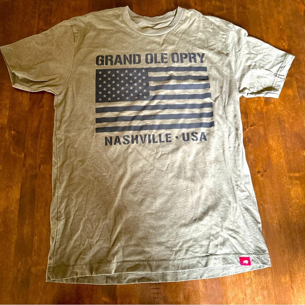 Grand‎ Ole Opry Womens M Shirt Nashville Army Green America Flag Patriotic USA